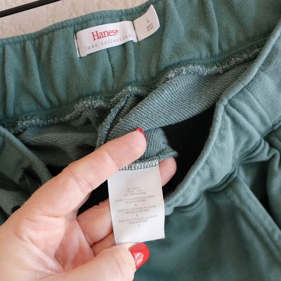 Hanes Luxe Collection Green Cargo Joggers | Size Large | Lounge Sweatpants - Picture 3 of 7